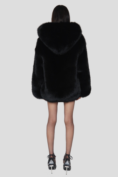 【NONCODE】Newant Hooded Fur Jacket Dvbfufv Women Winter Casual Solid Thick Hooded Fur Jacket at