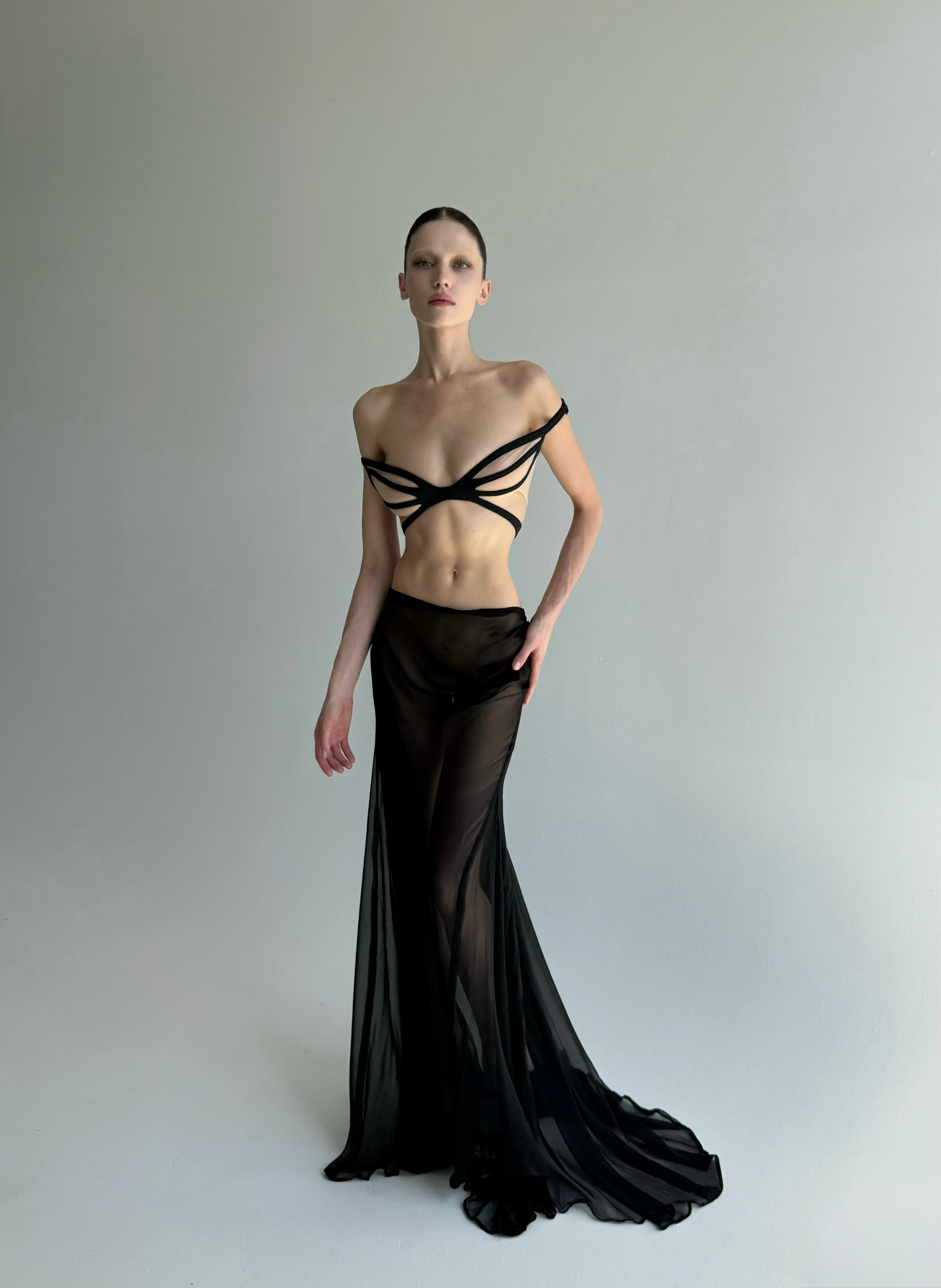 noir silk velora skirt by unnamed, handmade in los angeles