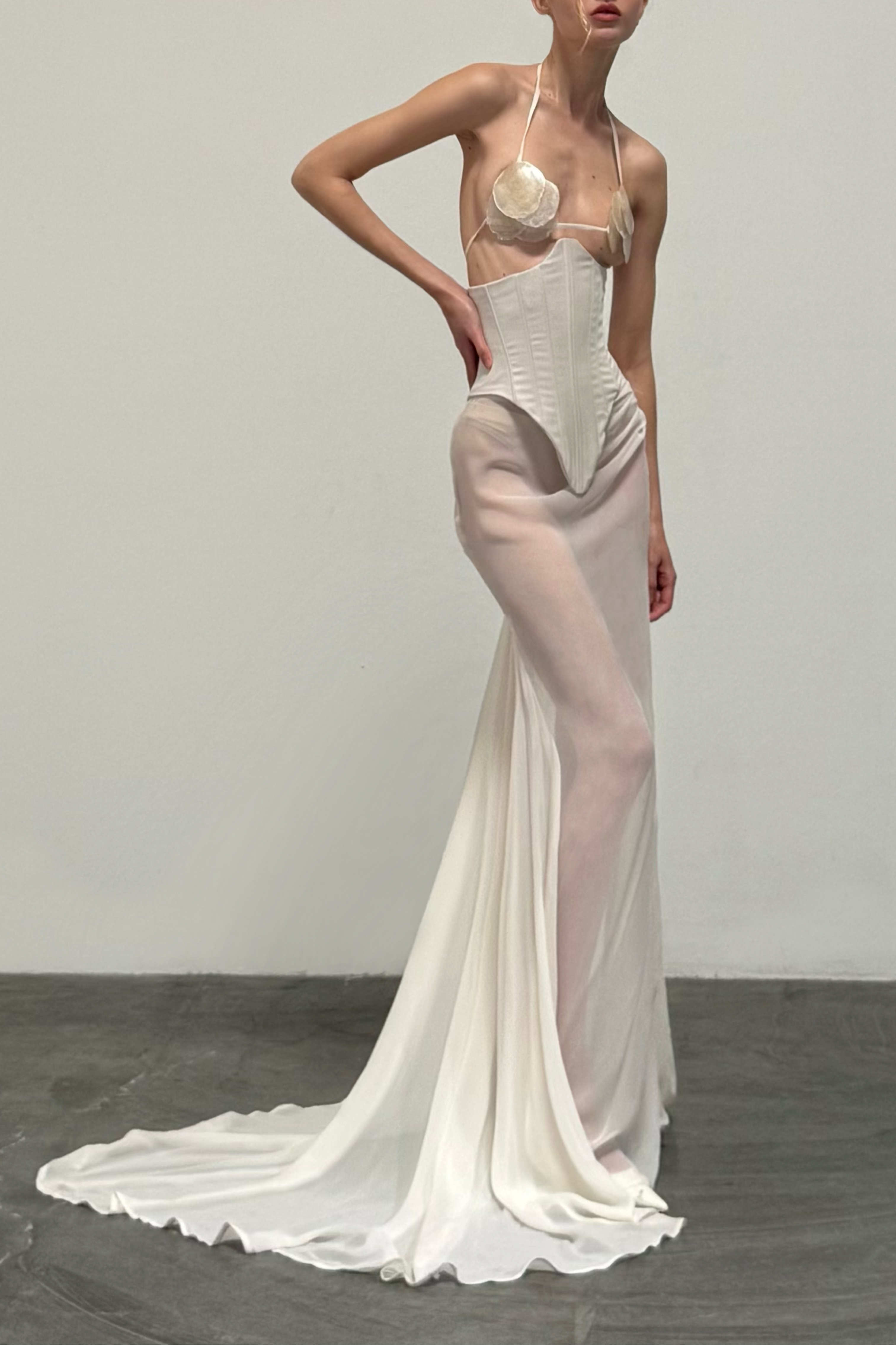marie claire★Sense of luxury long skirt V-neck MC26 BeigeAestheticNewArrivalInstag